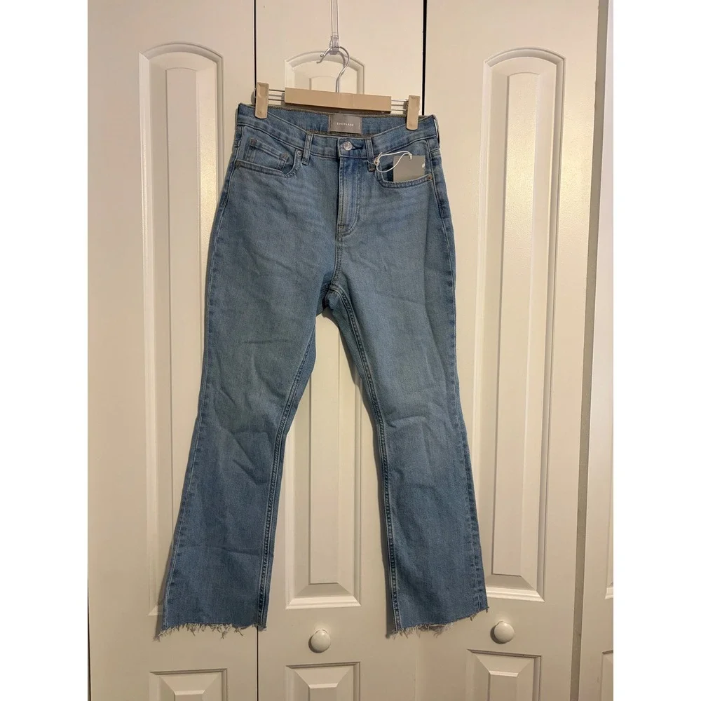 Everlane Kick Flare Jeans Boho‎ Light Wash Blue Raw Hem Size 27 Regular NWT